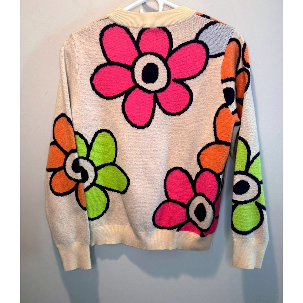 THML Womens Multicolor Floral Crewneck Pullover Sweater M Retro Groovy Chic - Picture 5 of 9